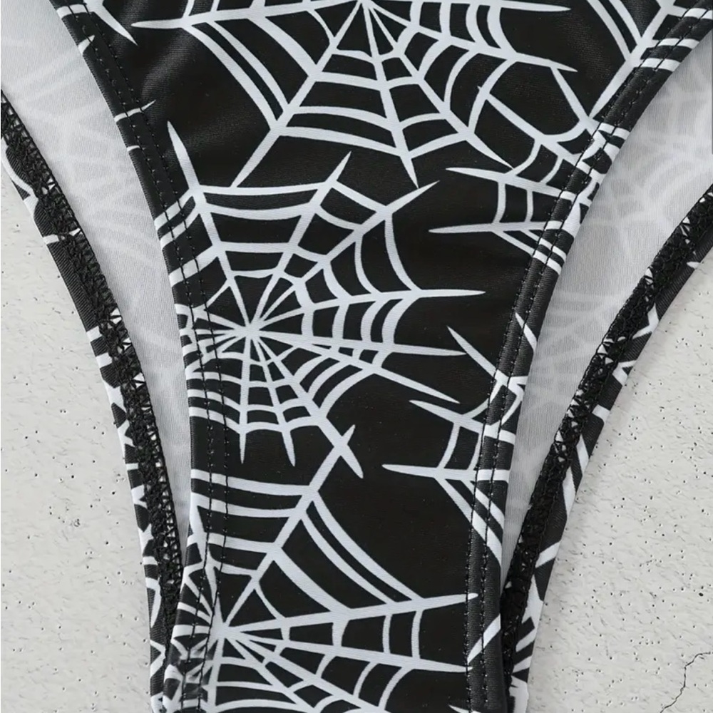 Black Spider Web Halter High Waisted
Bikini Set - Picture 6 of 7